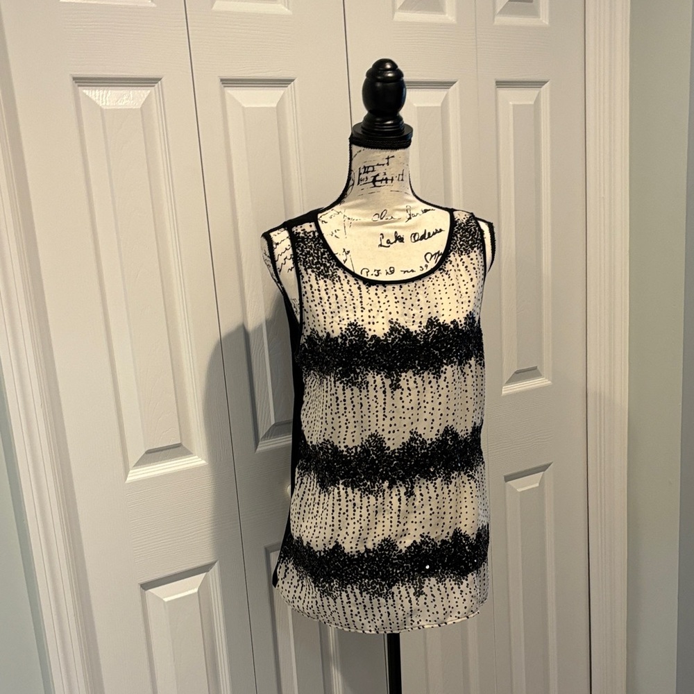 Elegant Black and Cream Lace Women's Tank